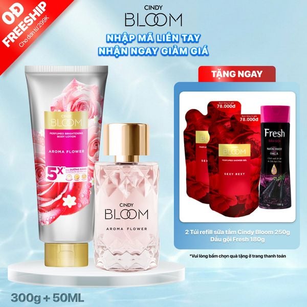 Combo Sữa dưỡng thể Aroma Flower 300g + Nước hoa Aroma Flower 50ml