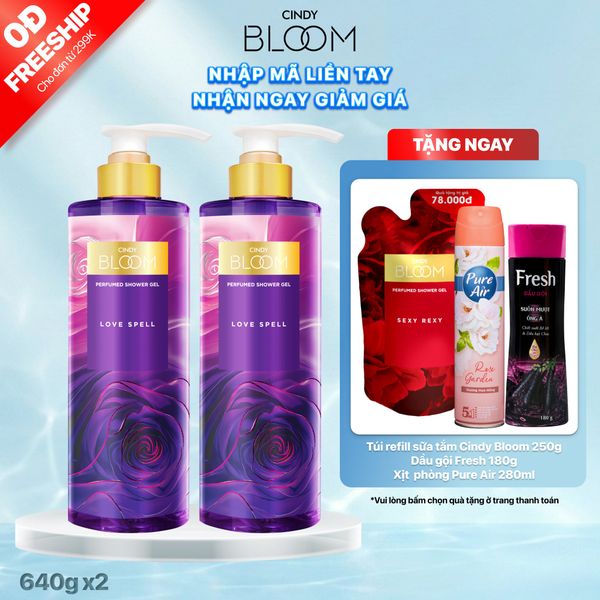 Combo 2 Sữa tắm nước hoa Cindy Bloom Love Spell 640g