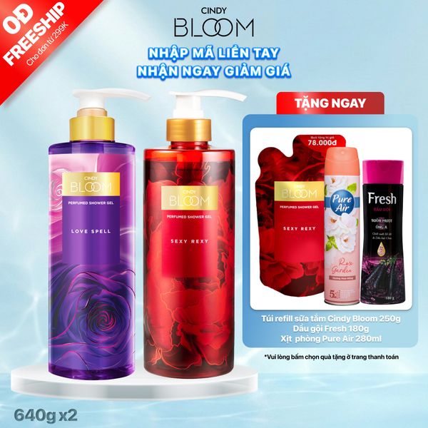 Combo 2 Sữa tắm nước hoa Cindy Bloom 640g (Love Spell + Sexy Rexy)