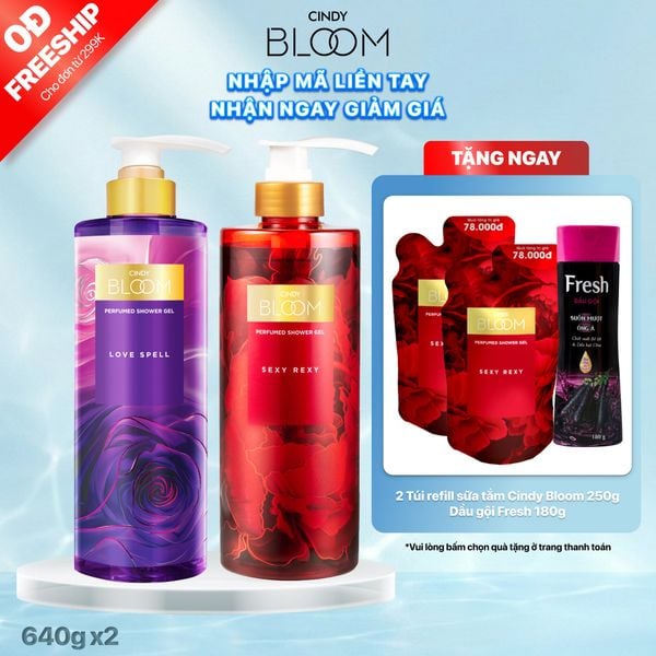 Combo 2 Sữa tắm nước hoa Cindy Bloom 640g (Love Spell + Sexy Rexy)
