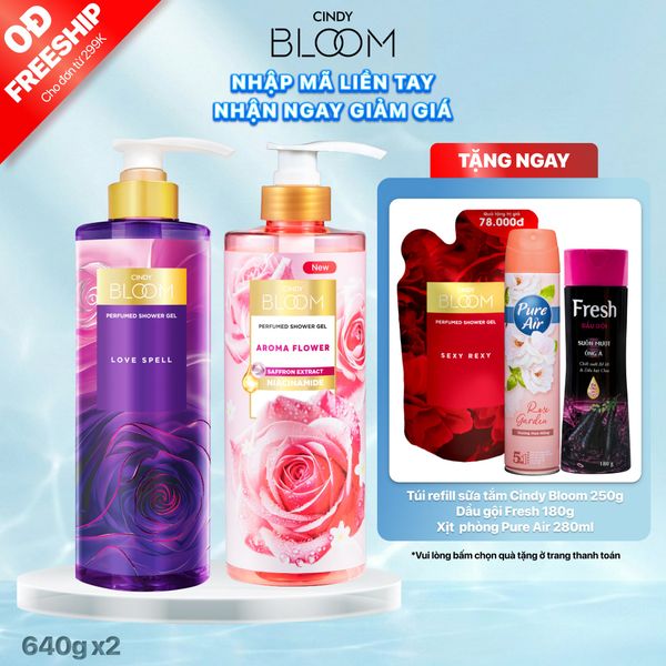 Combo 2 Sữa tắm nước hoa Cindy Bloom 640g (Love Spell + Aroma Flower)