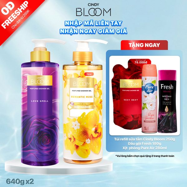 Combo 2 Sữa tắm nước hoa Cindy Bloom 640g (Love Spell + Romantic Muse)