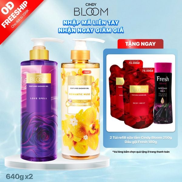 Combo 2 Sữa tắm nước hoa Cindy Bloom 640g (Love Spell + Romantic Muse)