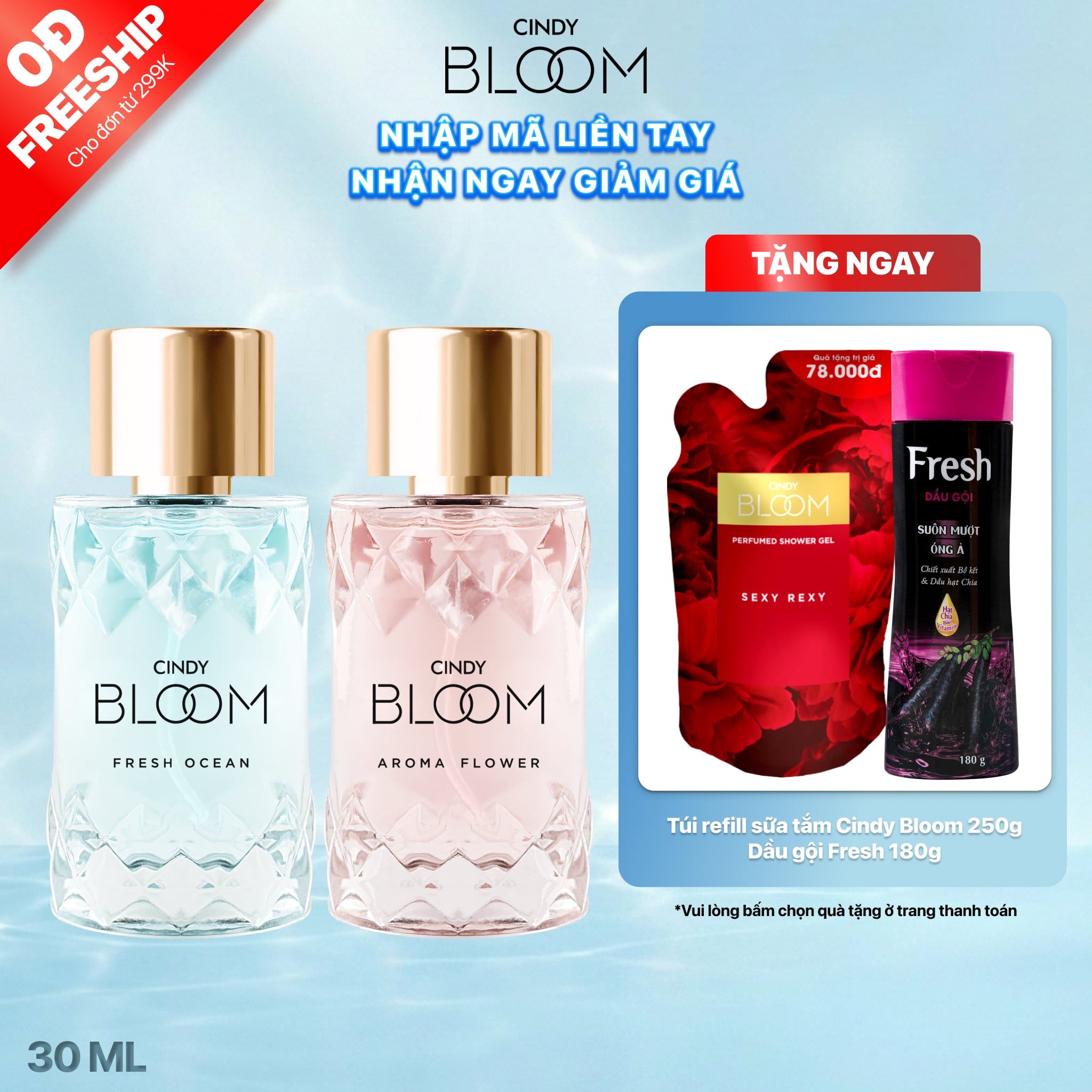  Nước Hoa Nữ CINDY BLOOM Hương Thơm Nữ Tính Ngọt Ngào, Lưu Hương Lâu Chai 30ml 