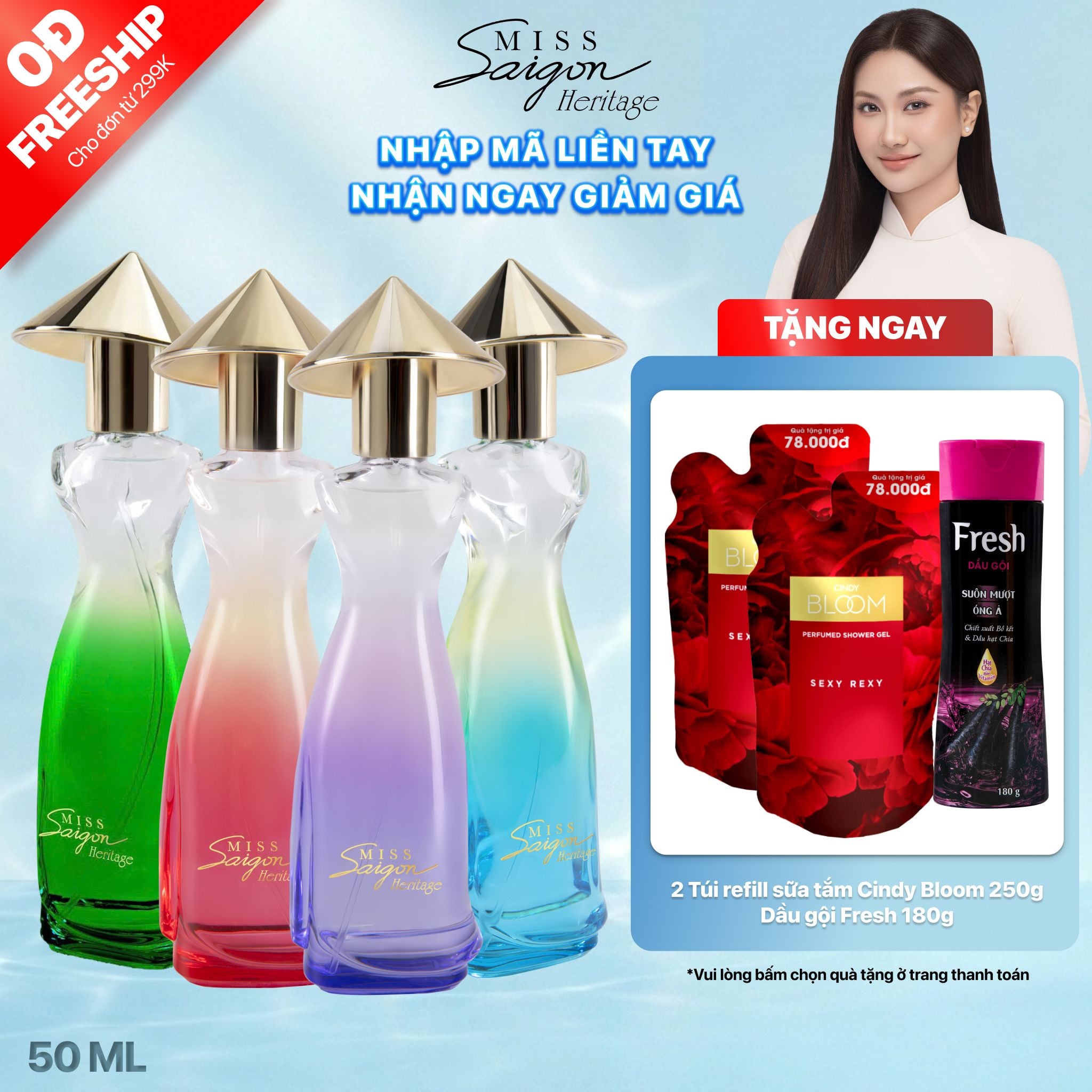  Nước Hoa Miss Saigon Heritage 50ml Cuốn Hút - Thanh Khiết - Uyển Chuyển 
