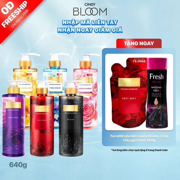 Sữa tắm nước hoa CINDY BLOOM Giúp Da Sáng Mịn, Toả Ngát Hương 640g