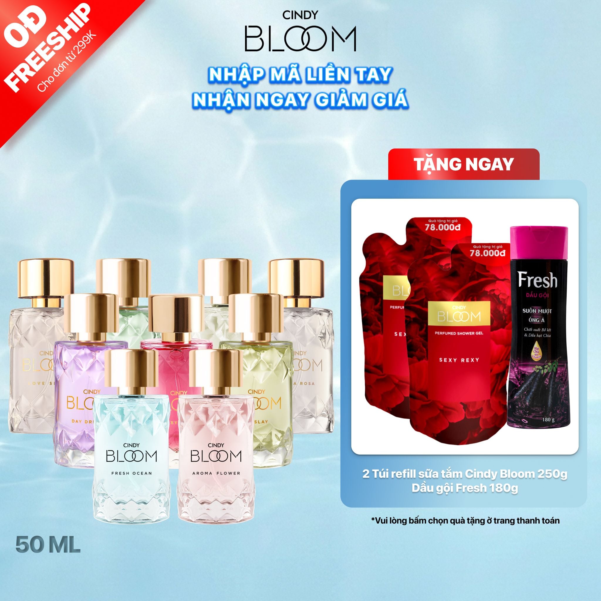  Nước Hoa Nữ CINDY BLOOM Hương Thơm Nữ Tính Ngọt Ngào, Lưu Hương Lâu Chai 50ml 