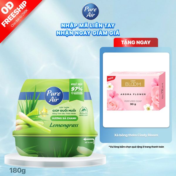 Sáp thơm Pure Air đuổi muỗi Lemongrass Hương Sả Chanh, 180g