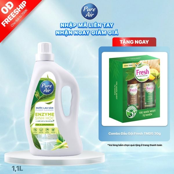Nước lau sàn Enzyme sinh học Pure Air Hương Trà và Sả chanh, 1,1L