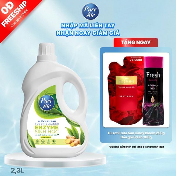 Nước lau sàn Enzyme sinh học Pure Air Hương Trà và Gừng, 2,3L