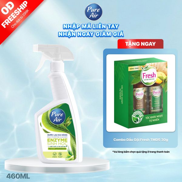 Nước lau đa năng Enzyme sinh học Pure Air Hương Trà và Sả chanh, 460ml