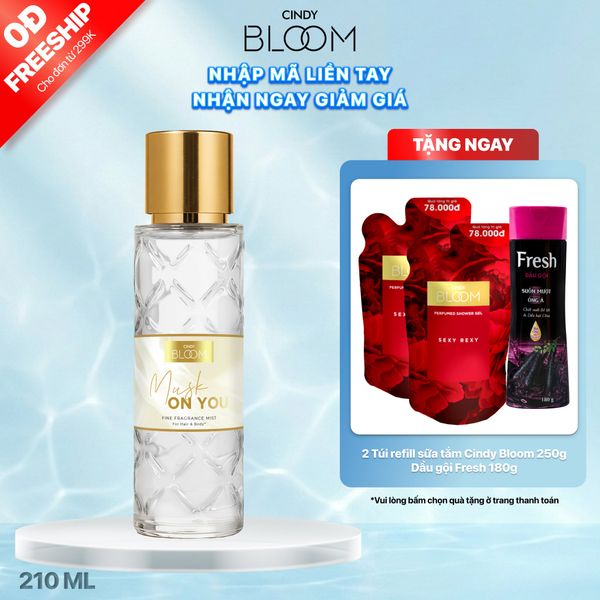Xịt thơm tóc & cơ thể Cindy Bloom Musk on You, 210ml