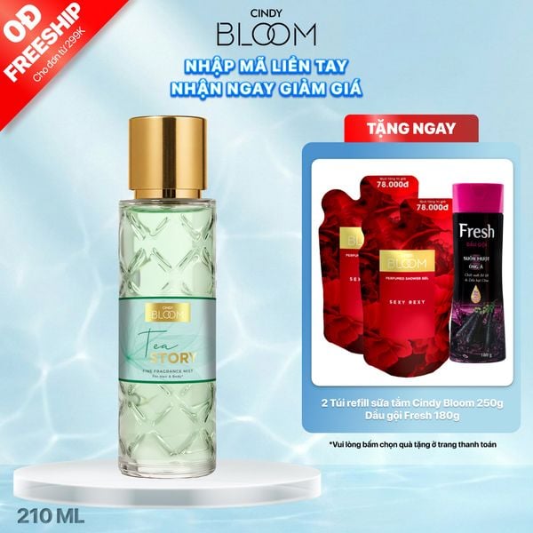 Xịt thơm tóc & cơ thể Cindy Bloom Tea Story, 210ml