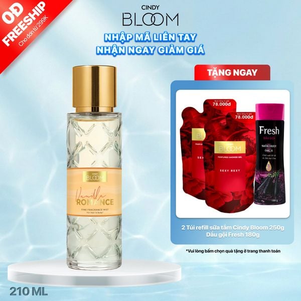 Xịt thơm tóc & cơ thể Cindy Bloom Vanilla Romance, 210ml
