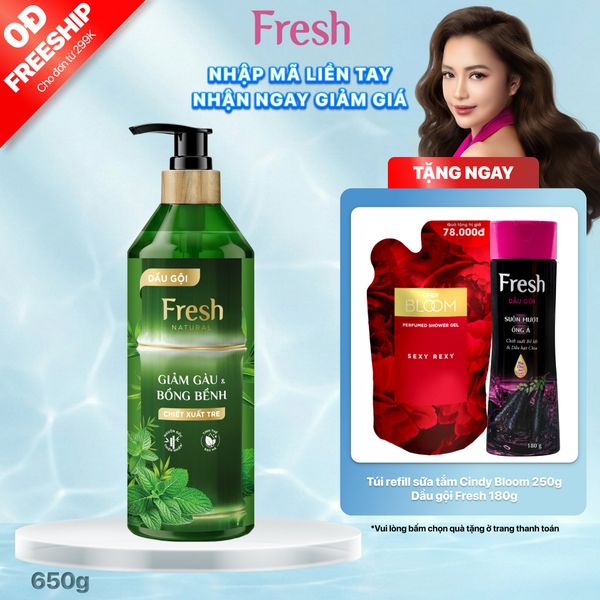 Dầu gội Fresh Natural Giảm gàu & Bồng bềnh tóc Chiết xuất Tre, 650g