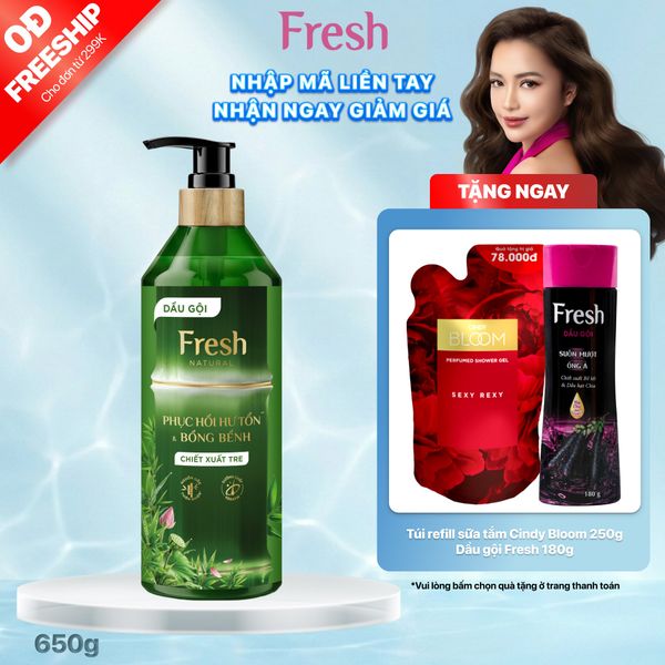 Dầu gội Fresh Natural Giúp phục hồi tóc hư tổn Chiết xuất tre, 650g