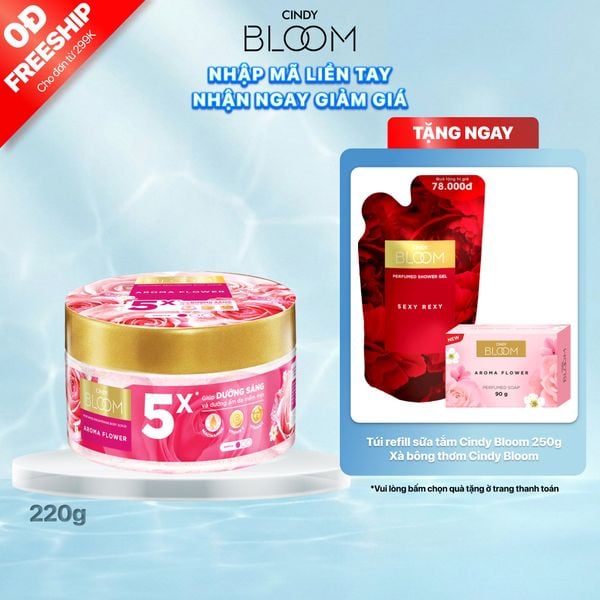 Tẩy tế bào chết dưỡng sáng da hương nước hoa Cindy Bloom Aroma Flower, 220g