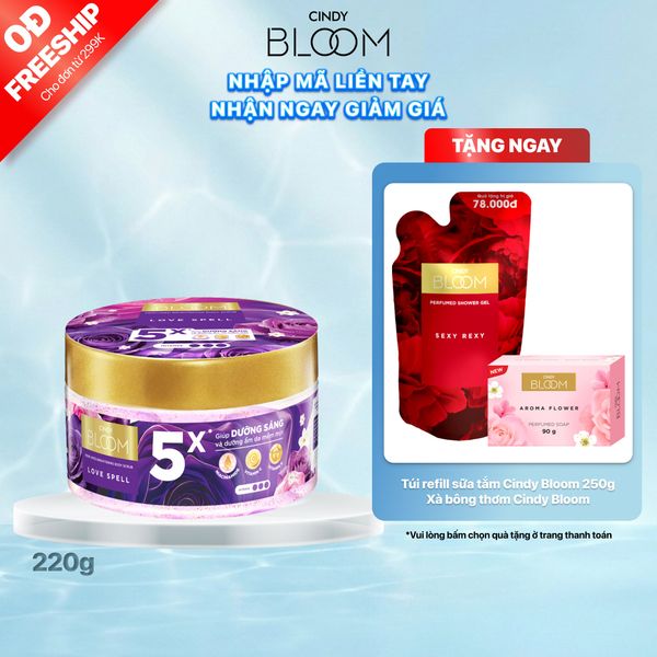 Tẩy tế bào chết dưỡng sáng da hương nước hoa Cindy Bloom Love Spell, 220g
