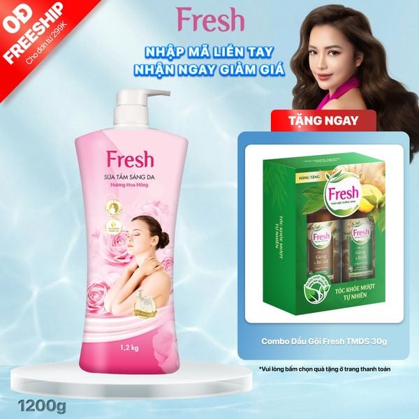 Sữa Tắm Sáng Da FRESH Hương Hoa Hồng Chai 1.2kg