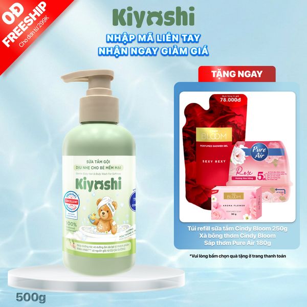 Sữa tắm gội dịu nhẹ cho bé Mềm mại, Kiyoshi 500g