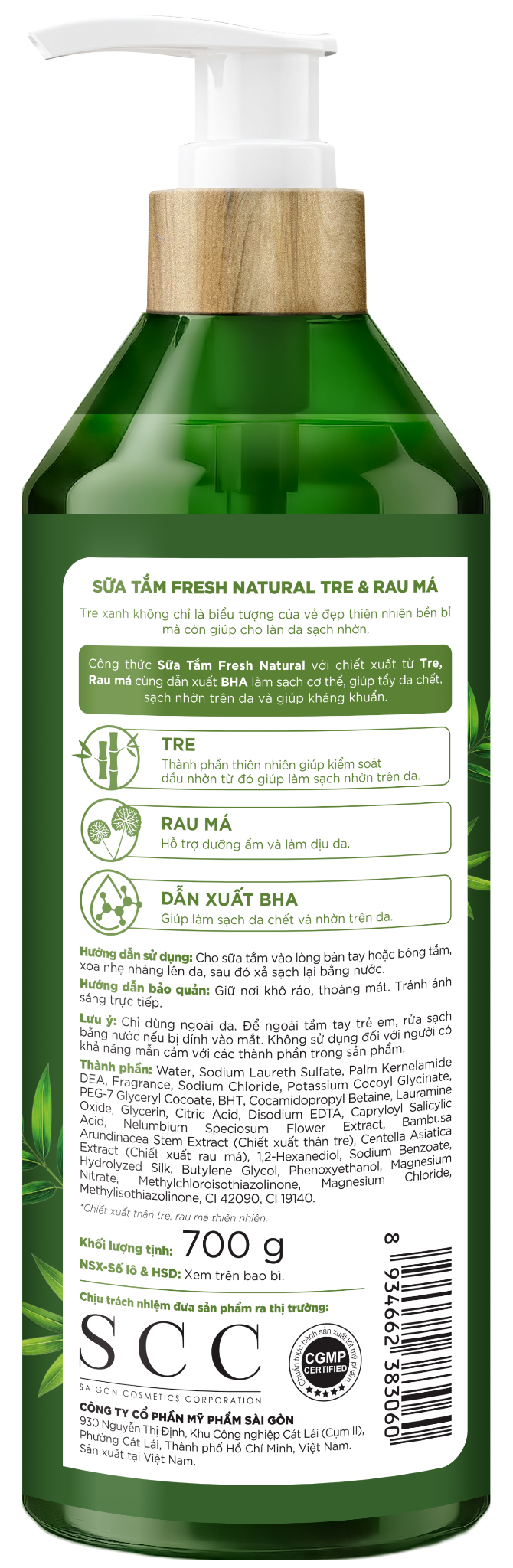  Sữa tắm Fresh Natural Tre & Rau má, 700g 