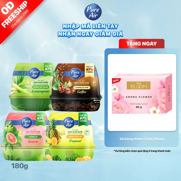 Sáp Thơm Khử Mùi PURE AIR Đuổi Muỗi Hương Ổi/Sả Chanh/Cà Phê/Trái Cây 180g