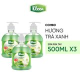  Combo 3 Sữa rửa tay Kleen Làm sạch Giúp kháng khuẩn Giúp dưỡng ẩm 500ml (3 x 500ml) 