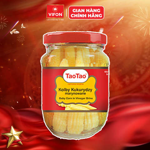 Bắp Non Ngâm Giấm TaoTao 330g – Vị Ngọt Thanh, Giòn Ngon Cho Món Ăn