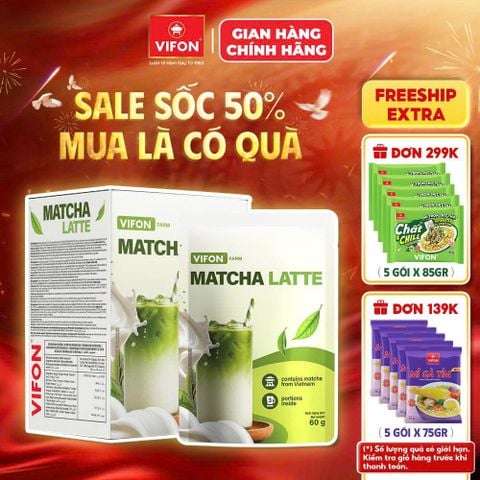 Hộp Matcha Latte VIFON 60G – Matcha Nguyên Chất, Thơm Ngon, Tiện Lợi