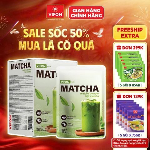Hộp Matcha Nguyên Chất VIFON FARM 50G – Bột Matcha 100% Từ Búp Trà Xanh