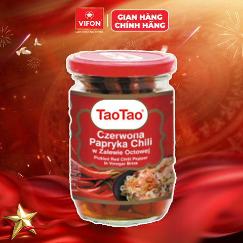 Ớt Đỏ Ngâm Giấm TaoTao 200g – Cay Chua Hài Hòa, Ăn Kèm Thơm Ngon