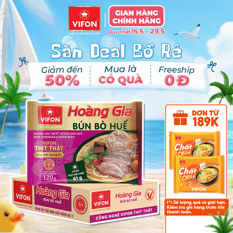 Hoàng gia bún bò Huế VIFON 120g – đậm đà chuẩn vị Huế, gói lớn cao cấp