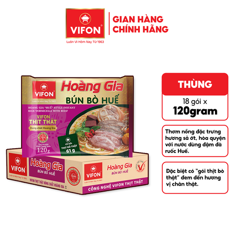 Hoàng gia bún bò Huế VIFON 120g – đậm đà chuẩn vị Huế, gói lớn cao cấp