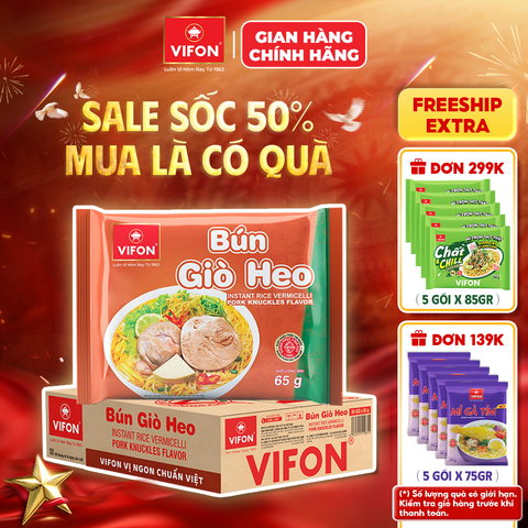 Thùng Bún giò heo VIFON 65g – bún ăn liền đậm đà, thơm ngon chuẩn vị