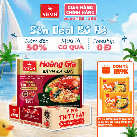 Hoàng gia bánh đa cua VIFON 120g – bánh đa cao cấp, đậm vị cua, sợi dai ngon