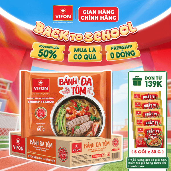 Thùng Bánh đa tôm VIFON 60g – đậm vị tôm, thơm ngon hấp dẫn