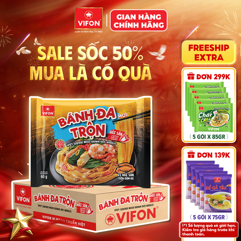Thùng Bánh đa trộn hải sản cay 60g – thơm ngon, đậm vị đặc sản Hải Phòng