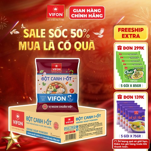 Thùng Bột canh i-ốt VIFON 200g – gia vị nêm sẵn đậm đà, bổ sung i-ốt cho gia đình