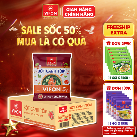 Thùng Bột canh tôm VIFON 200g – gia vị nêm sẵn đậm đà, thơm ngon vị tôm