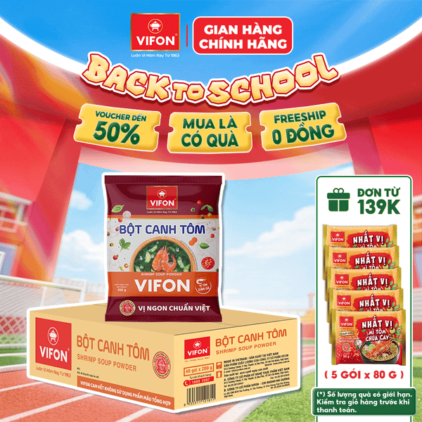 Thùng Bột canh tôm VIFON 200g – gia vị nêm sẵn đậm đà, thơm ngon vị tôm