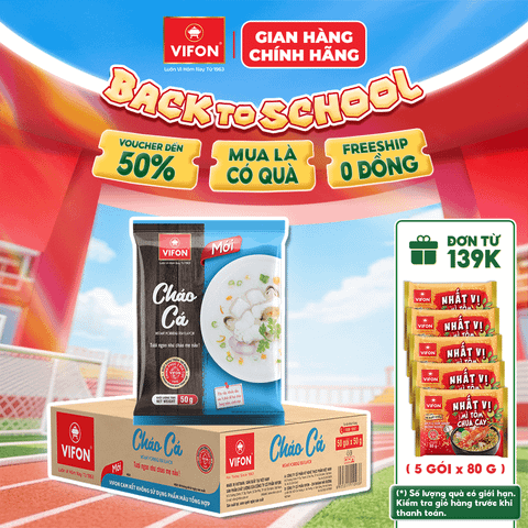 Thùng Cháo cá VIFON 50g – cháo ăn liền thanh nhẹ, thơm ngon dễ ăn