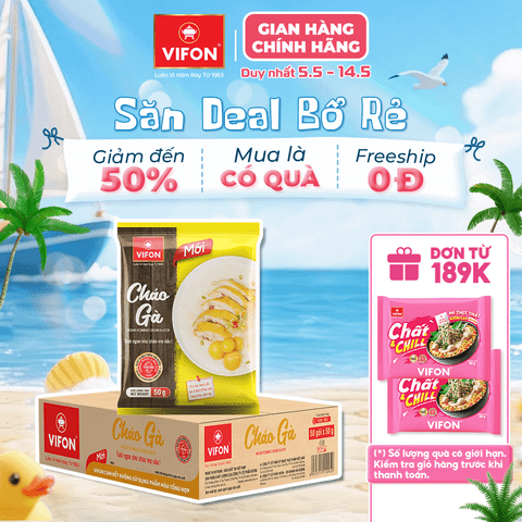 Cháo thịt bằm VIFON 20g là cháo ăn liền tiện lợi với hương vị thơm ngon, dễ ăn, phù hợp cho bữa ăn nhanh hằng ngày.