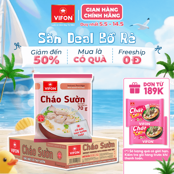 Cháo thịt thật sườn VIFON 70g – đậm đà hương vị, thơm ngon hấp dẫn
