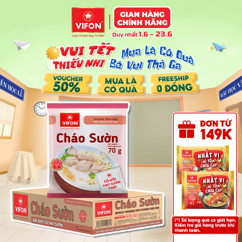 Cháo thịt thật sườn VIFON 70g – đậm đà hương vị, thơm ngon hấp dẫn