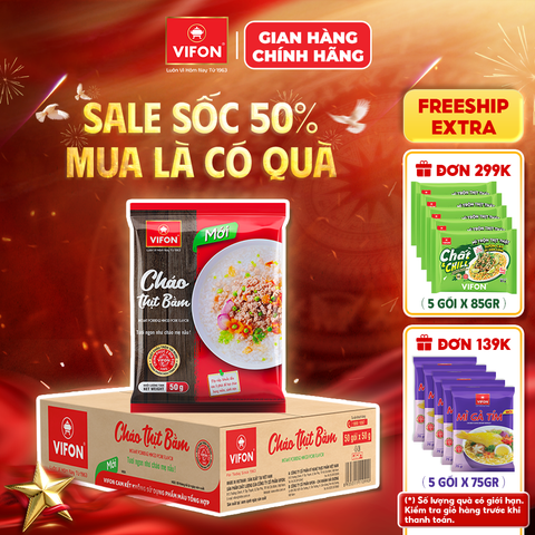 Thùng Cháo thịt bằm VIFON 50g – cháo ăn liền tiện lợi, thơm ngon dễ ăn