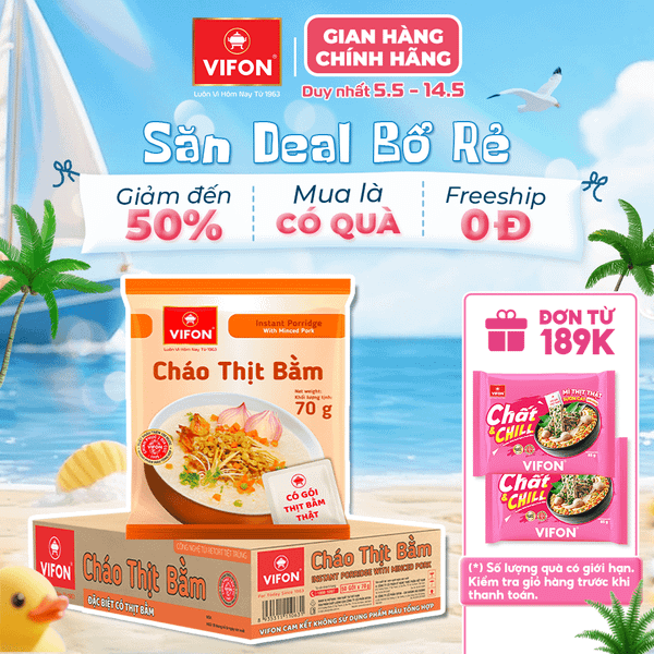 Cháo thịt thật thịt bằm VIFON 70g – đậm đà hương vị, dễ ăn mỗi ngày