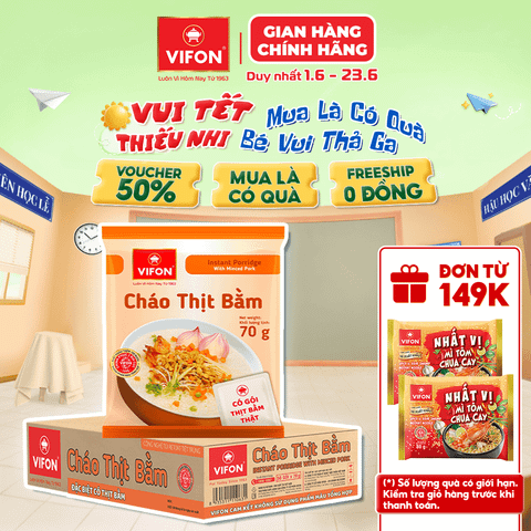 Cháo thịt thật thịt bằm VIFON 70g – đậm đà hương vị, dễ ăn mỗi ngày