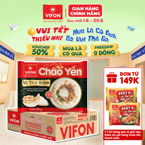 Cháo yến thịt bằm VIFON 70g – Có gói thịt thật, đầy đủ dinh dưỡng