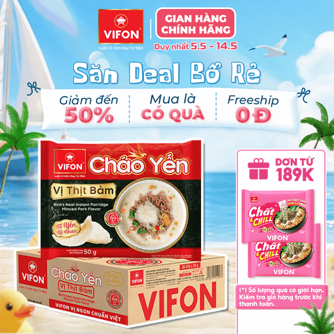Cháo yến VIFON vị thịt bằm 50g/gói – Dinh dưỡng, tiện lợi, dễ ăn