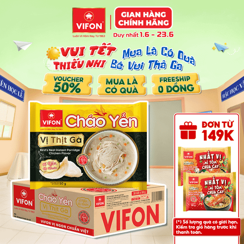 Cháo yến VIFON vị thịt gà 50g/gói – Thanh nhẹ, dinh dưỡng, tiện lợi